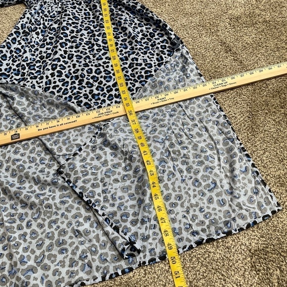 Raviya Dress Beach Resort Cover Up Navy Animal Print Side Slits Popover S New - Picture 3 of 11